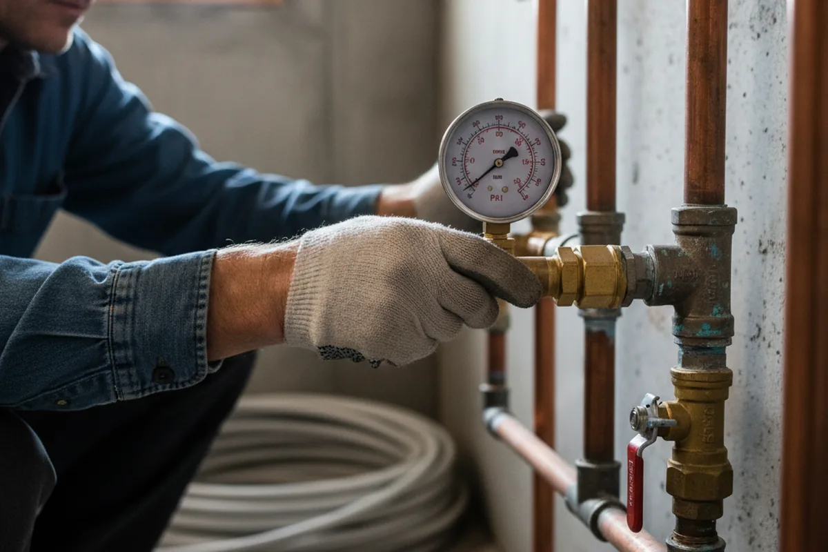 Pressure testing a repaired line during Water Line Repair in Steptoe